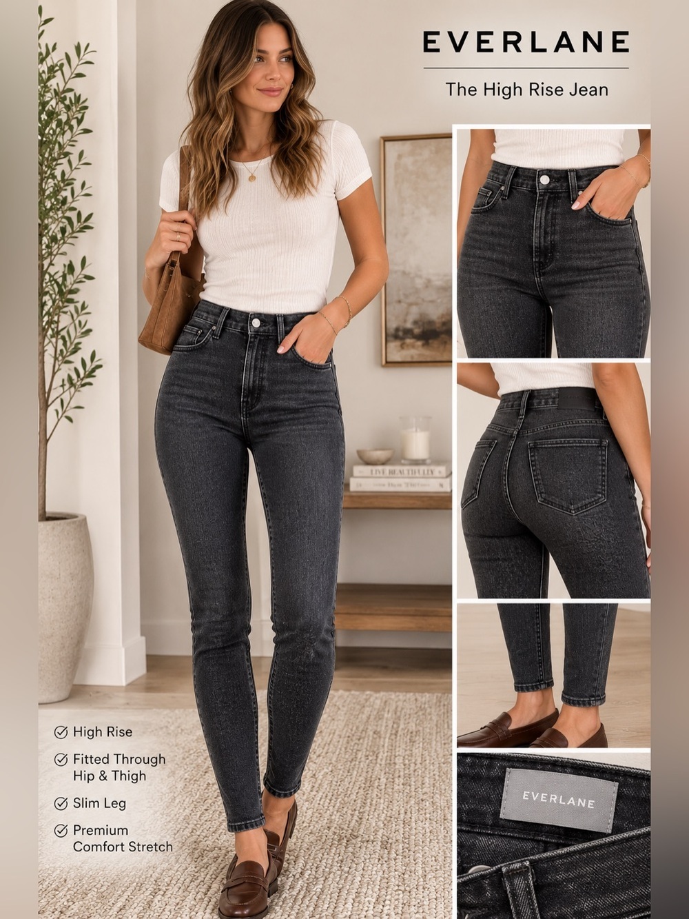 Everlane The High Rise Skinny Jeans in Black - Women's Size 24